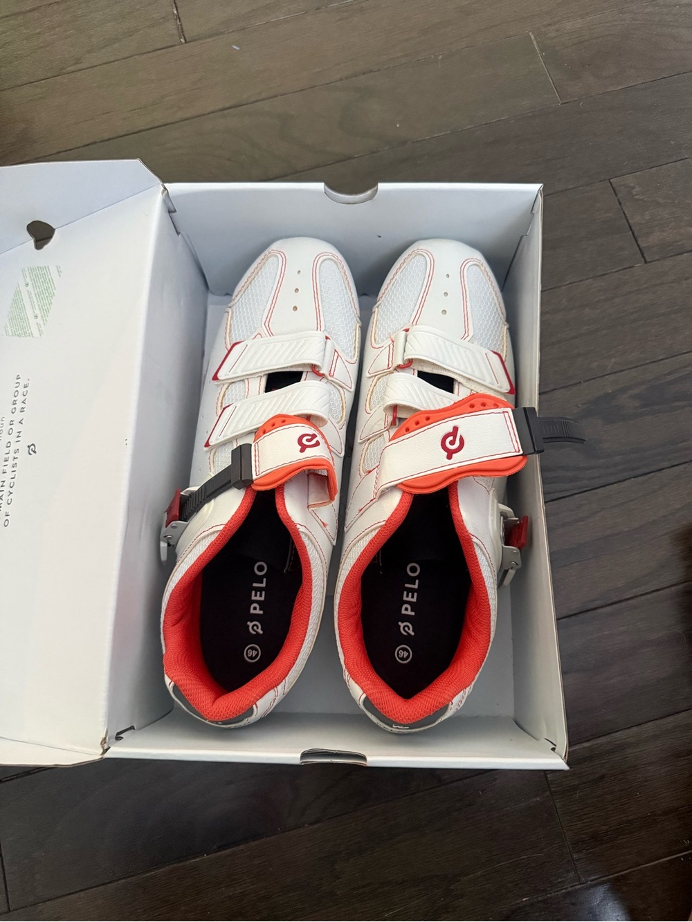 Peloton Kids White and Coral Cycling Sneakers